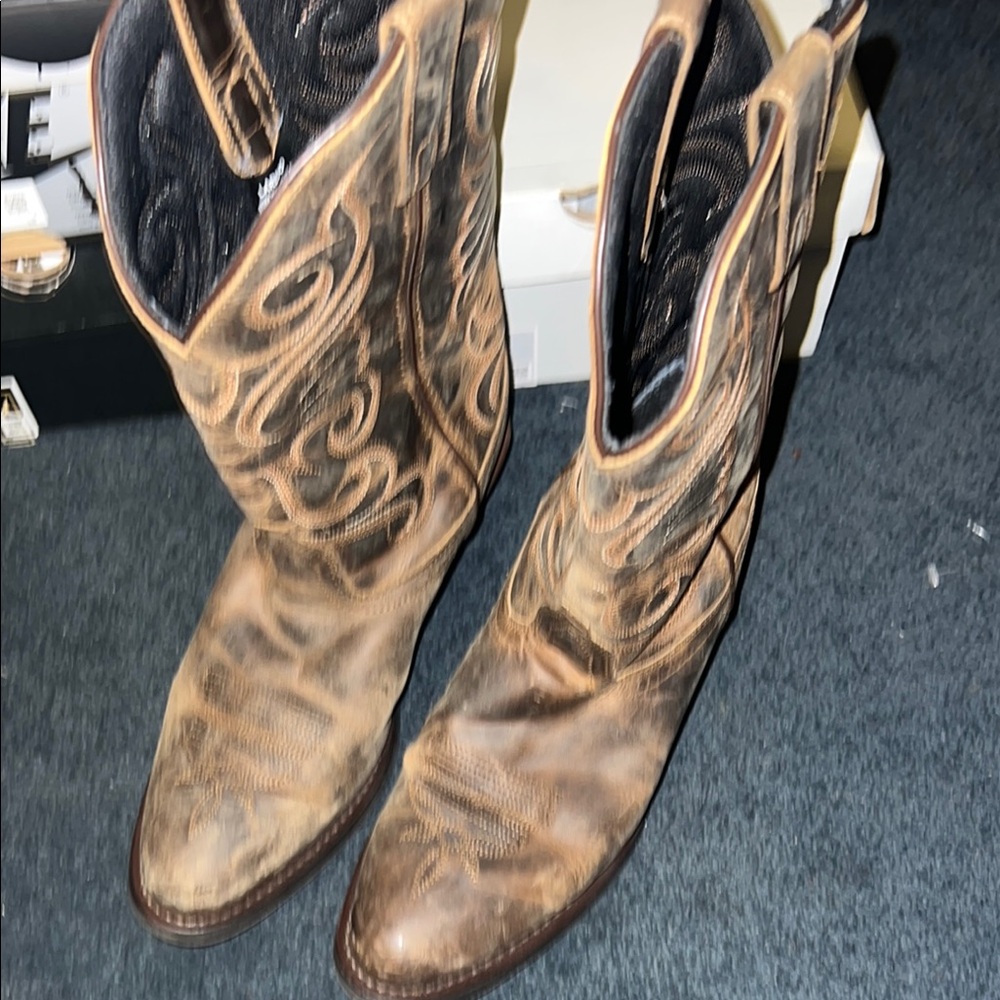 Distressed Leather Cowboy Boots
